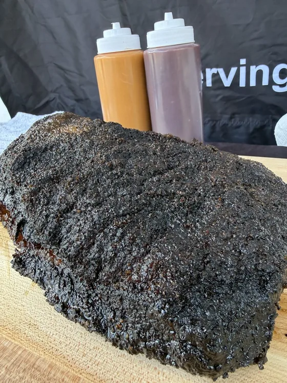 Whole smoked brisket for catering